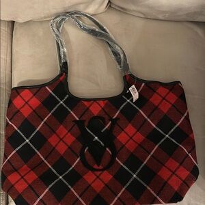Victoria’s Secret Red and Black Plaid Tote Bag